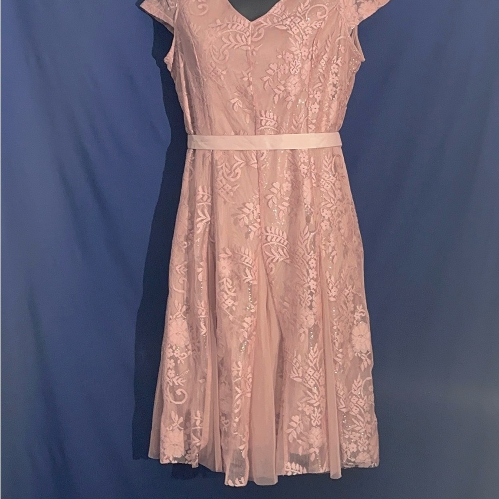 Pink Flutter Sleeve V-Neck Midi Dress